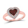 Image 1 : Round Red Color Enhanced Diamond Heart Ring 1/6 Cttw 10kt Rose Gold