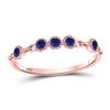 Image 1 : Round Blue Sapphire Dot Stackable Band Ring 1/5 Cttw 10kt Rose Gold
