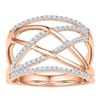 Image 1 : Diamond Crisscross Crossover Band Ring 1/3 Cttw 10kt Rose Gold