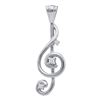 Image 1 : Diamond Treble Clef Music Note Pendant 1/20 Cttw 10kt White Gold