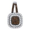 Image 1 : Round Brown Diamond Square Frame Pendant 1/2 Cttw 10kt White Gold