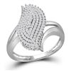 Image 1 : Diamond Oval Marquise-shape Cluster Ring 3/8 Cttw 10kt White Gold