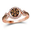 Image 1 : Round Brown Diamond Flower Cluster Ring 1/2 Cttw 10kt Rose Gold