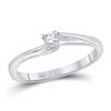Image 1 : Diamond Solitaire Promise Bridal Ring 1/10 Cttw 14kt White Gold