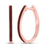 Image 1 : Round Red Color Enhanced Diamond Hoop Earrings 1/6 Cttw 10kt Rose Gold