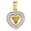 Image 1 : Round Yellow Color Enhanced Diamond Heart Frame Pendant 1/3 Cttw 10kt Yellow Gold