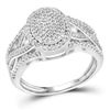Image 1 : Diamond Oval Cluster Twist Ring 1/2 Cttw 10kt White Gold