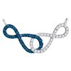 Image 1 : Round Blue Color Enhanced Diamond Double Linked Infinity Pendant Necklace 1/3 Cttw 10kt White Gold