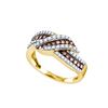 Image 1 : Round Brown Diamond Crossover Band Ring 3/4 Cttw 10kt Yellow Gold