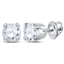 Unisex Diamond Solitaire Stud Earrings 1/2 Cttw 14kt White Gold