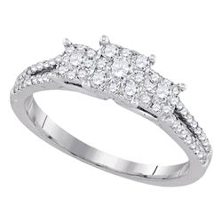 Diamond 3-stone Bridal Wedding Engagement Ring 1/2 Cttw 14kt White Gold