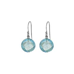 Genuine 12 ctw Blue Topaz Earrings 14KT White Gold - REF-24K4V