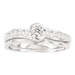 Diamond Bridal Wedding Engagement Ring Band Set 1/2 Cttw 14kt White Gold