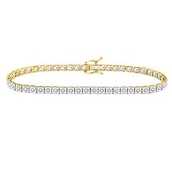 Mens Diamond Link Solitaire Bracelet 4-3/4 Cttw 10kt Yellow Gold