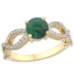 2.43 CTW Malachite & Diamond Ring 14K Yellow Gold - REF-49H5M