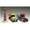 Image 1 : LOT OF TWO TIN TRUCKS AND A TIN GAS PUMP