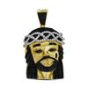 Polished Black Color Enhanced Diamond Mens Jesus Christ 3D Head Piece Charm Pendant 1.00 Cttw 10k Ye