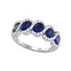 Round Blue Sapphire Diamond Fashion Band Ring 2-1/2 Cttw 18kt White Gold