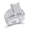 Diamond Cluster Bridal Wedding Engagement Ring 3.00 Cttw 14kt White Gold