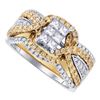 Diamond Bridal Wedding Engagement Ring Band Set 1-5/8 Cttw 14kt White Gold