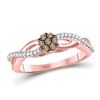 Image 1 : Round Brown Diamond Cluster Twist Ring 1/6 Cttw 10kt Rose Gold