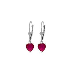 Genuine 2.9 ctw Ruby Earrings 14KT White Gold - REF-39T3A