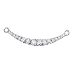 Diamond Curved Graduated Bar Pendant Necklace 1/4 Cttw 10kt White Gold