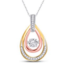 Diamond Oval Moving Twinkle Pendant 1/6 Cttw 10kt Tri-tone Gold