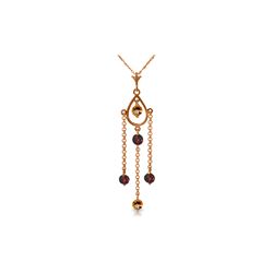 Genuine 1.50 ctw Citrine & Garnet Necklace 14KT Rose Gold - REF-29Y7F