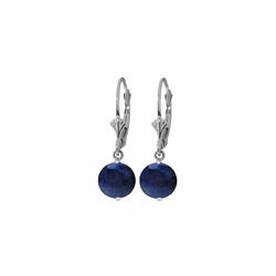 Genuine 3.3 ctw Sapphire Earrings 14KT White Gold - REF-45Z7N