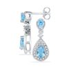 Image 1 : Pear Lab-Created Blue Topaz Dangle Diamond Earrings 1-1/2 Cttw 10kt White Gold
