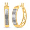 Image 1 : Diamond Triple Row Hoop Earrings 1/4 Cttw 10kt Yellow Gold