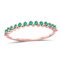 Round Emerald Stackable Band Ring 1/8 Cttw 10kt Rose Gold