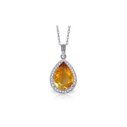 Genuine 3.66 ctw Citrine & Diamond Necklace 14KT White Gold - REF-70F3Z