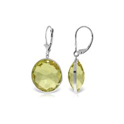 Genuine 34 ctw Quartz Lemon Earrings 14KT White Gold - REF-58X2M