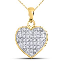 Diamond Heart Cluster Pendant 1/10 Cttw 10kt Yellow Gold