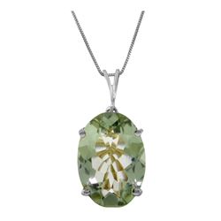 Genuine 7.55 ctw Green Amethyst Necklace 14KT White Gold - REF-35A9K