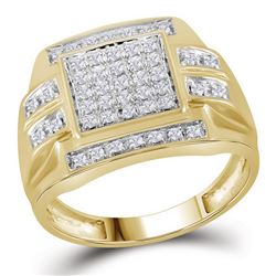 Mens Diamond Square Cluster Ring 1/3 Cttw 10kt Yellow Gold