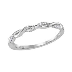 Diamond Twist Stackable Band Ring 1/12 Cttw 10kt White Gold