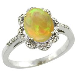 1.41 CTW Ethiopian Opal & Diamond Ring 10K White Gold - REF-42N3Y