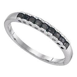 Black Color Enhanced Diamond Band Ring 1/4 Cttw 10kt White Gold