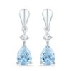 Image 1 : Lab-Created Blue Swiss Topaz & Diamond Dangle Earrings 1-3/4 Cttw 10k White Gold