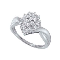 Round Prong-set Diamond Oval Cluster Ring 1/4 Cttw 10kt White Gold