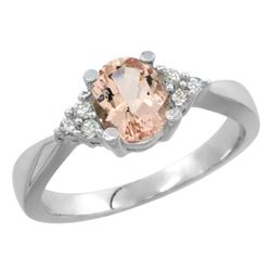 0.73 CTW Morganite & Diamond Ring 14K White Gold - REF-39A5X