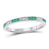 Image 1 : Round Emerald Single Row Flourished Stackable Band Ring 1/8 Cttw 10kt White Gold