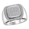 Image 1 : Mens Diamond Square Frame Cluster Ring 1/2 Cttw 10kt White Gold