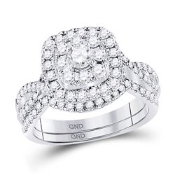 Diamond Bridal Wedding Engagement Ring Band Set 1.00 Cttw 14kt White Gold