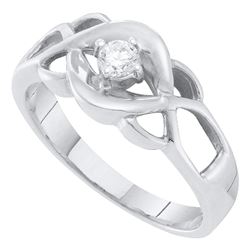 Diamond Solitaire Openwork Promise Bridal Ring 1/8 Cttw 10kt White Gold