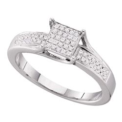 Diamond Elevated Square Cluster Ring 1/6 Cttw 10kt White Gold