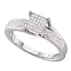 Image 1 : Diamond Elevated Square Cluster Ring 1/6 Cttw 10kt White Gold